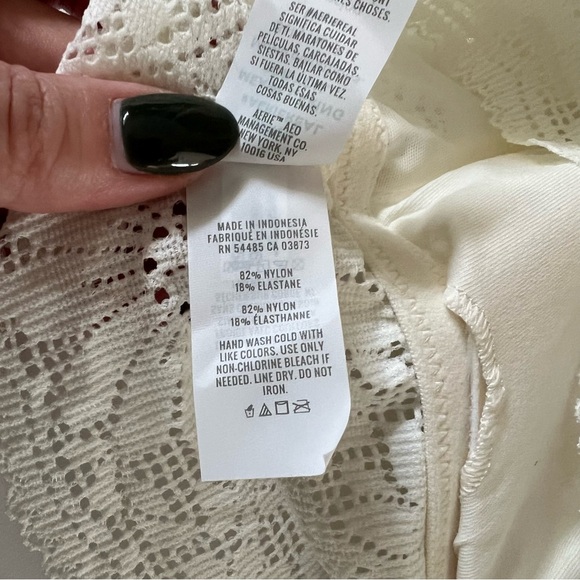 Aerie Textured Lace Padded Longline Bralette in Creamy White Size XL - Picture 10 of 11